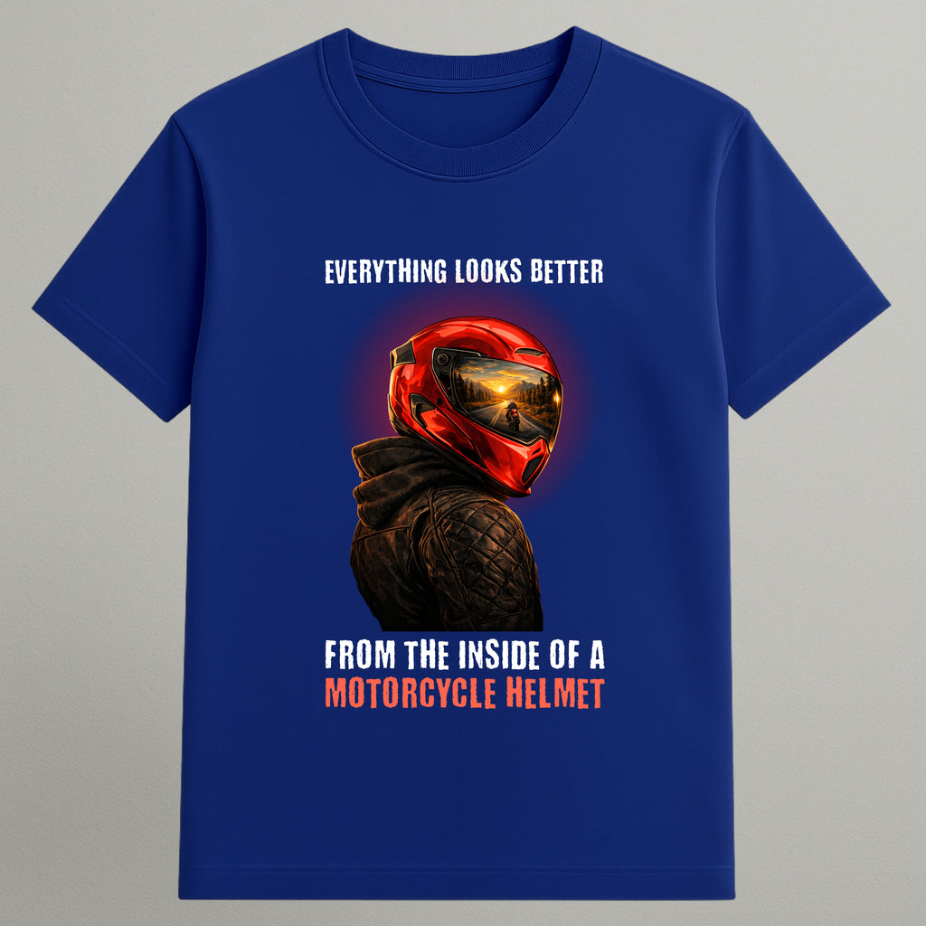 Inside a Motorcycle Helmet T-shirt